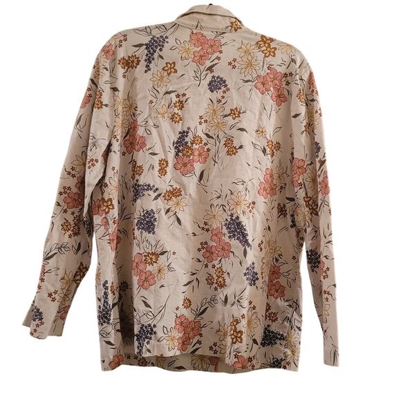 Vntg 80s Floral Linen Blend Blazer Spring Business Summer Boxy Blair Boutique L - Picture 2 of 9